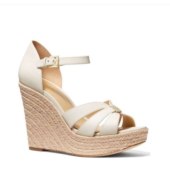 MICHAEL MICHAEL KORS Womens Beige 1" Platform Maggie Wedge Espadrille Shoes - Si - Picture 1 of 8